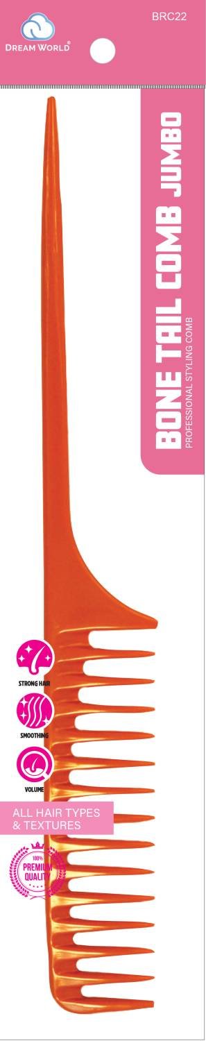 Brittny Jumbo Bone Tail Comb BRC22 in orange in retail packaging
