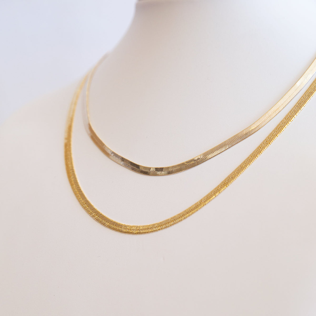 Joy Jewelry Herring Bone Gold Plated Chain Necklace 18" CH01