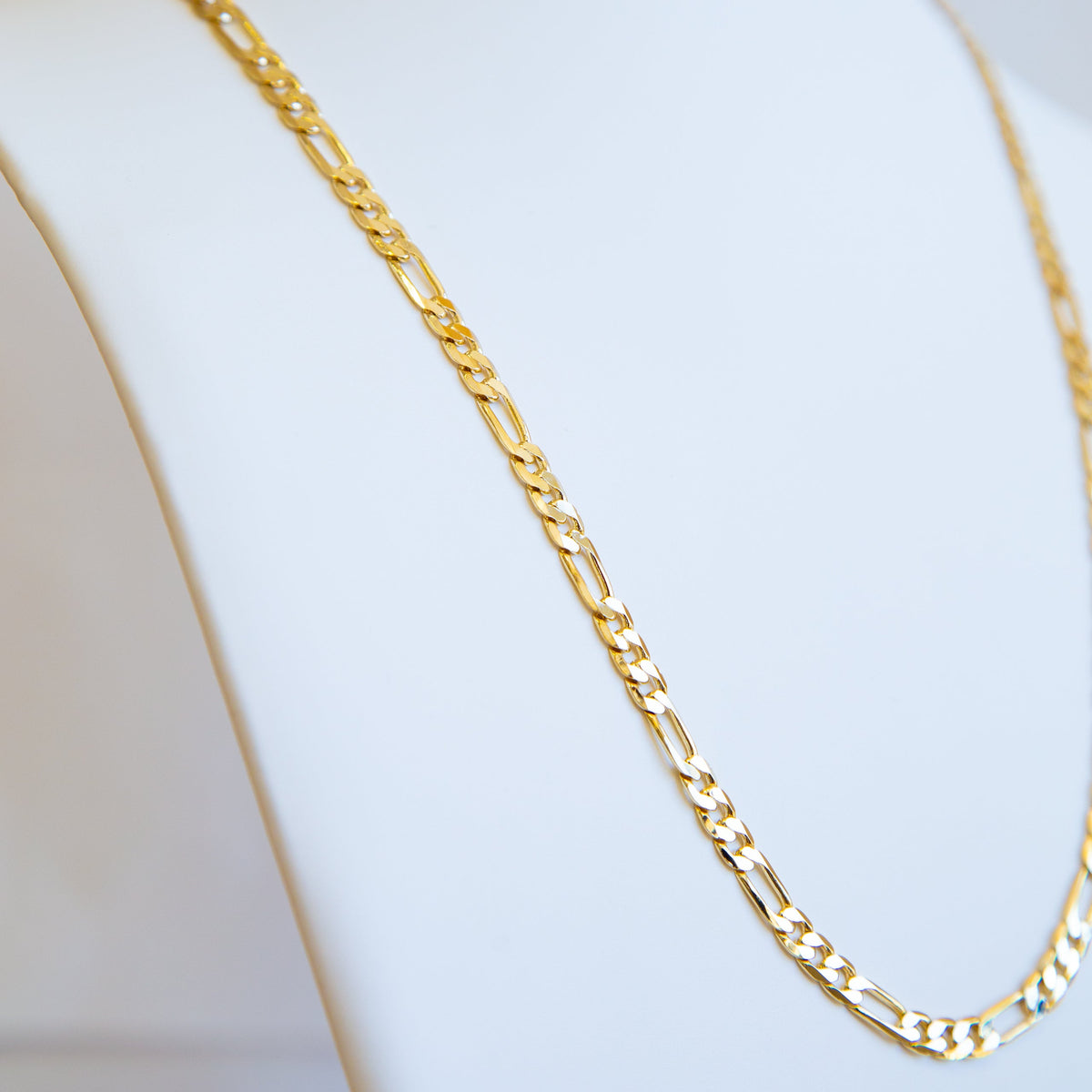 Joy Jewelry Figaro Dia Cut Gold Plated Chain Necklace 4mm 18" CH05