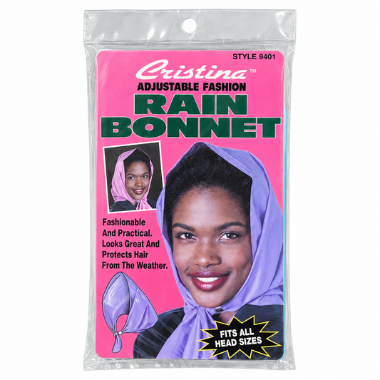 Cristina Adjustable Fashion Rain Bonnet style 9401 front packaging
