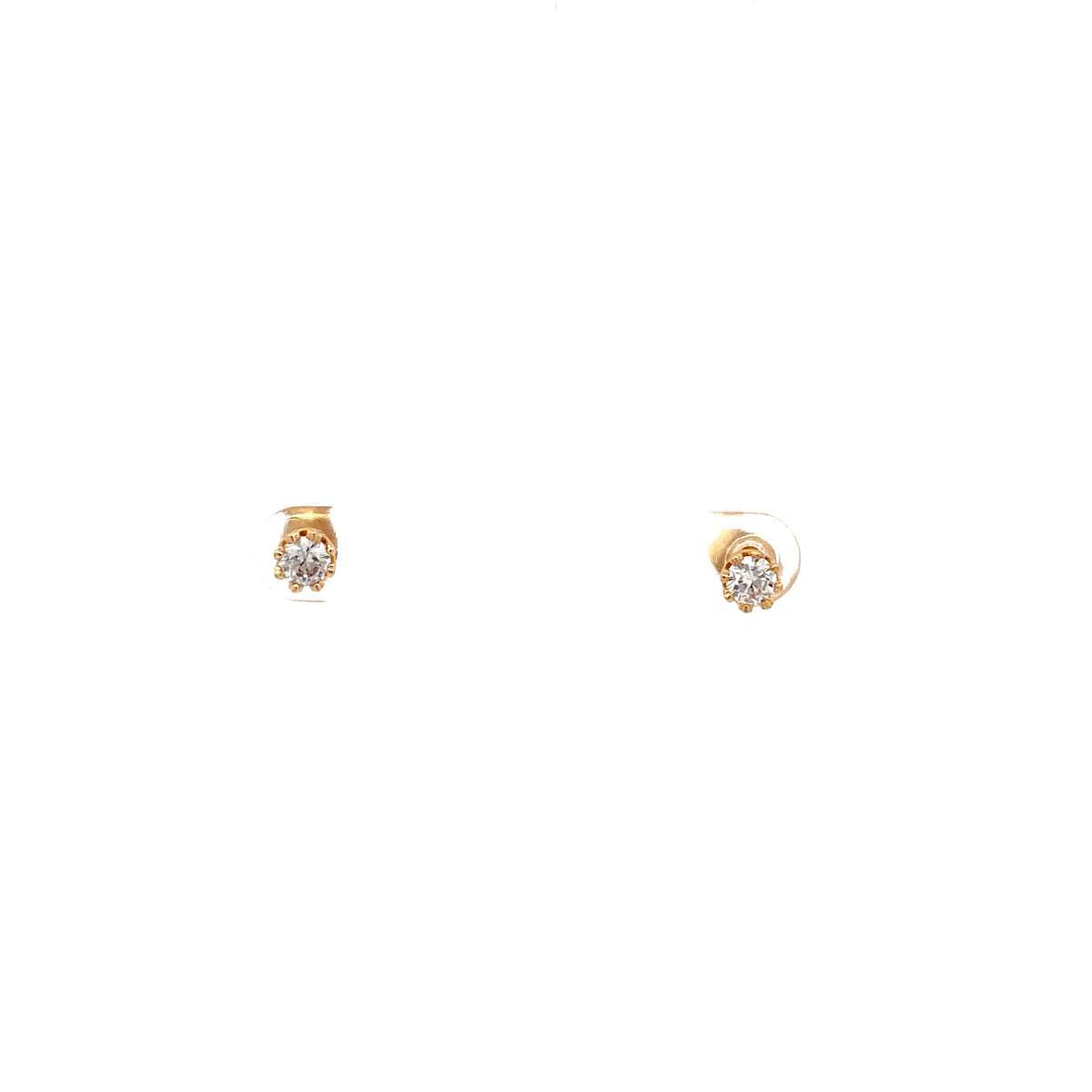The One Jewelry Gold Tone Round Crown CZ Stud Earrings CWRG4