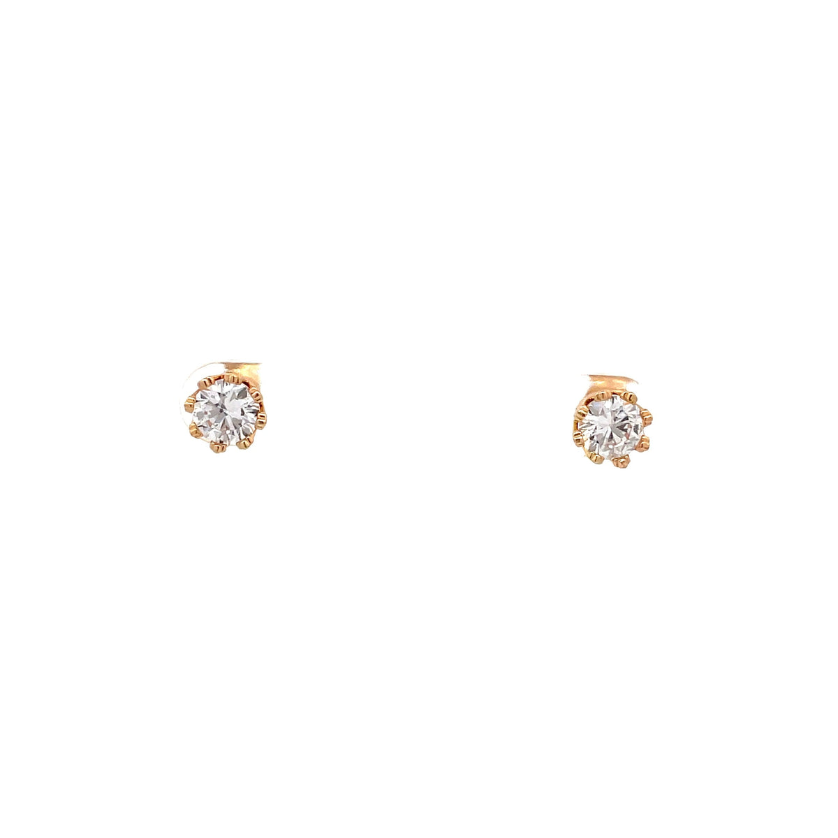The One Jewelry Gold Tone Round Crown CZ Stud Earrings CWRG6