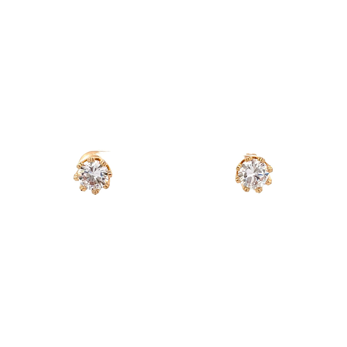 The One Jewelry Gold Tone Round Crown CZ Stud Earrings CWRG7