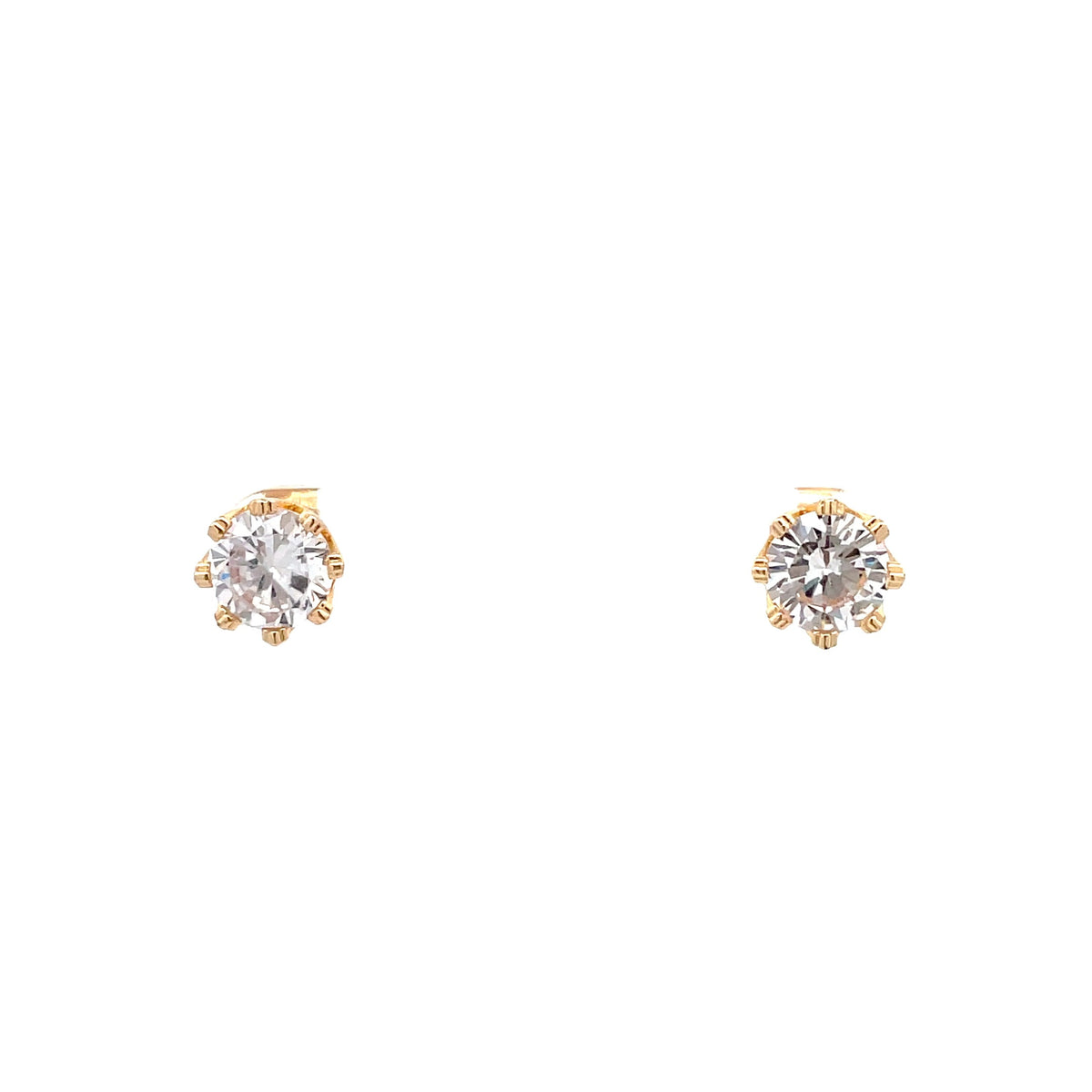 The One Jewelry Gold Tone Round Crown CZ Stud Earrings CWRG8