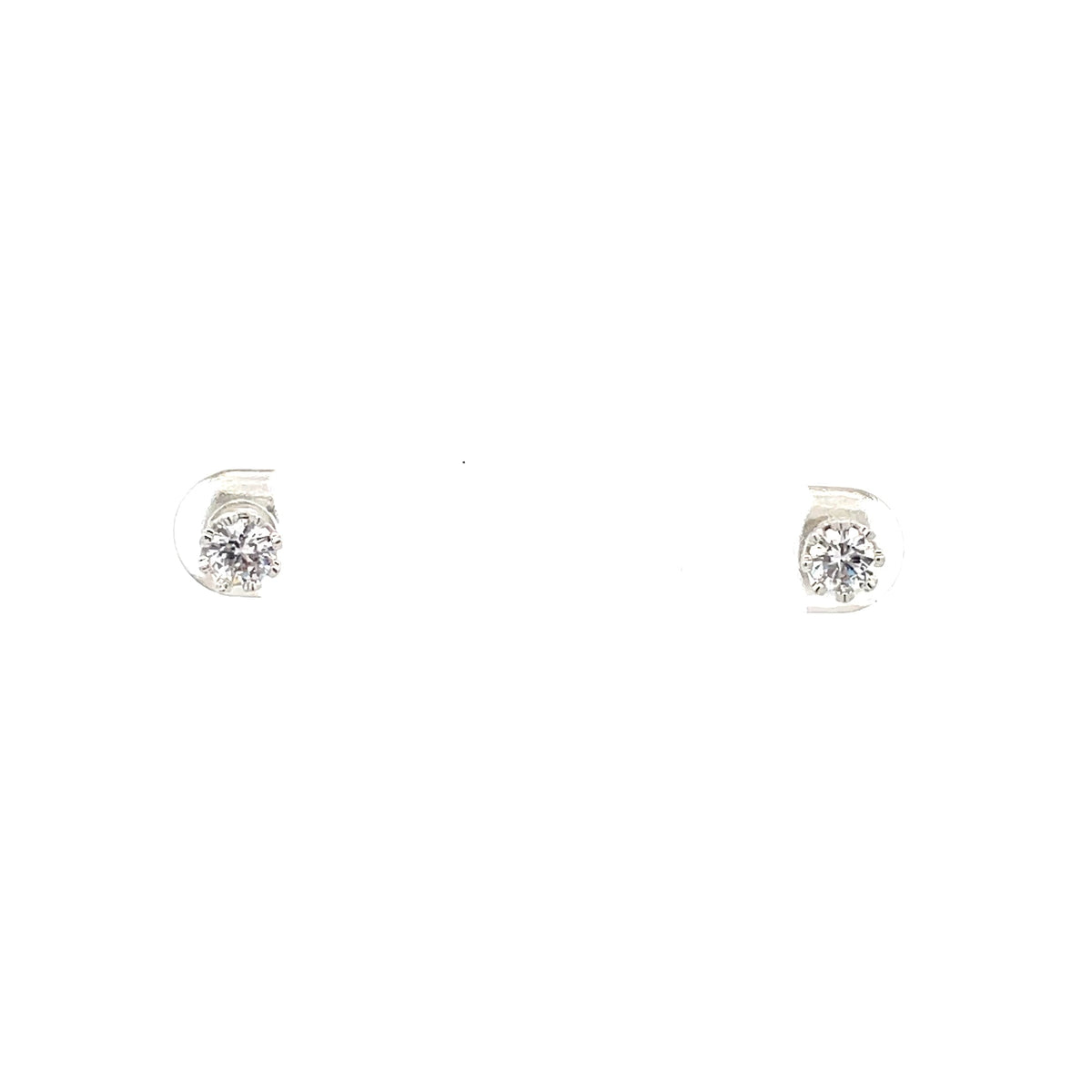 The One Jewelry Silver Tone Round Crown CZ Stud Earrings CWRS4