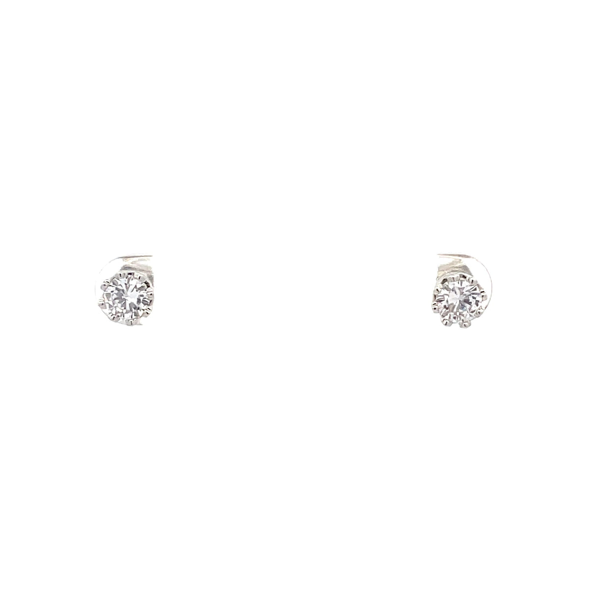 The One Jewelry Silver Tone Round Crown CZ Stud Earrings CWRS5