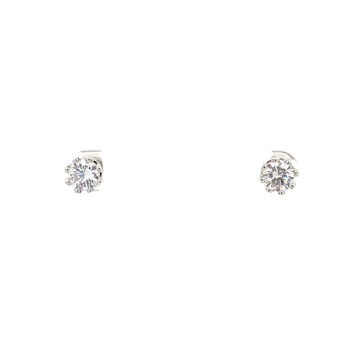 The One Jewelry Silver Tone Round Crown CZ Stud Earrings CWRS6