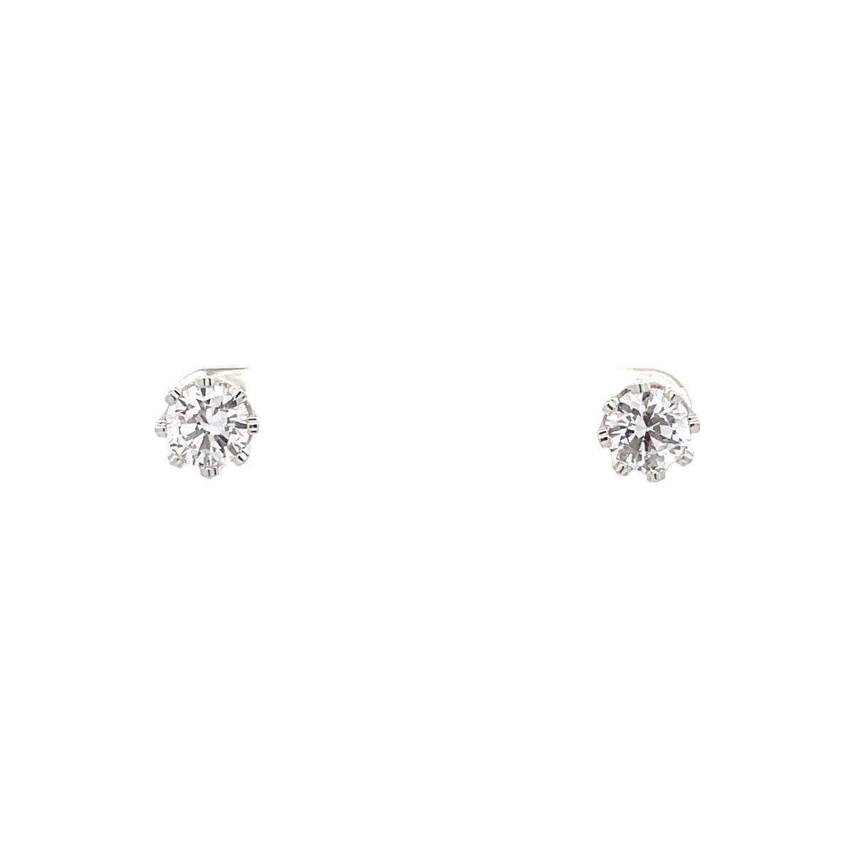 The One Jewelry Silver Tone Round Crown CZ Stud Earrings CWRS7