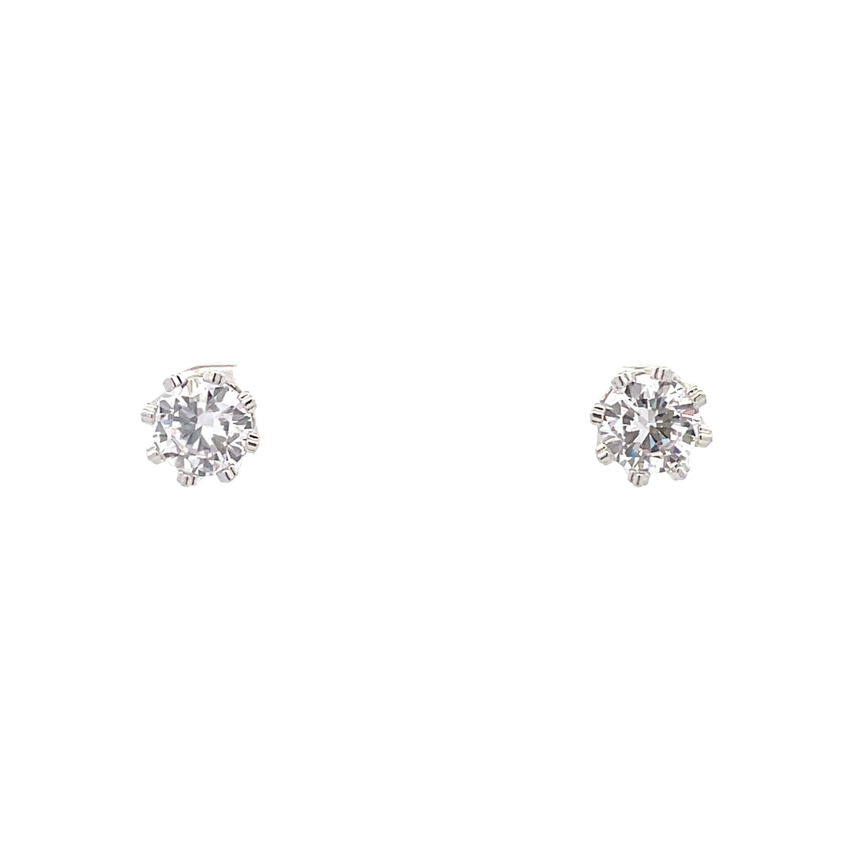 The One Jewelry Silver Tone Round Crown CZ Stud Earrings CWRS8