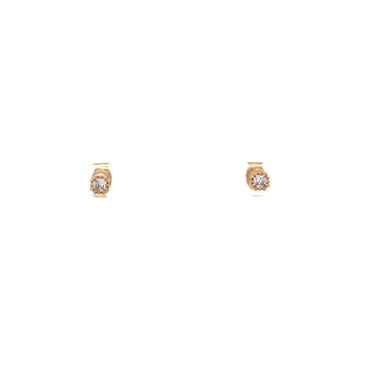 The One Jewelry Gold Tone Square Crown CZ Stud Earrings CWSG3