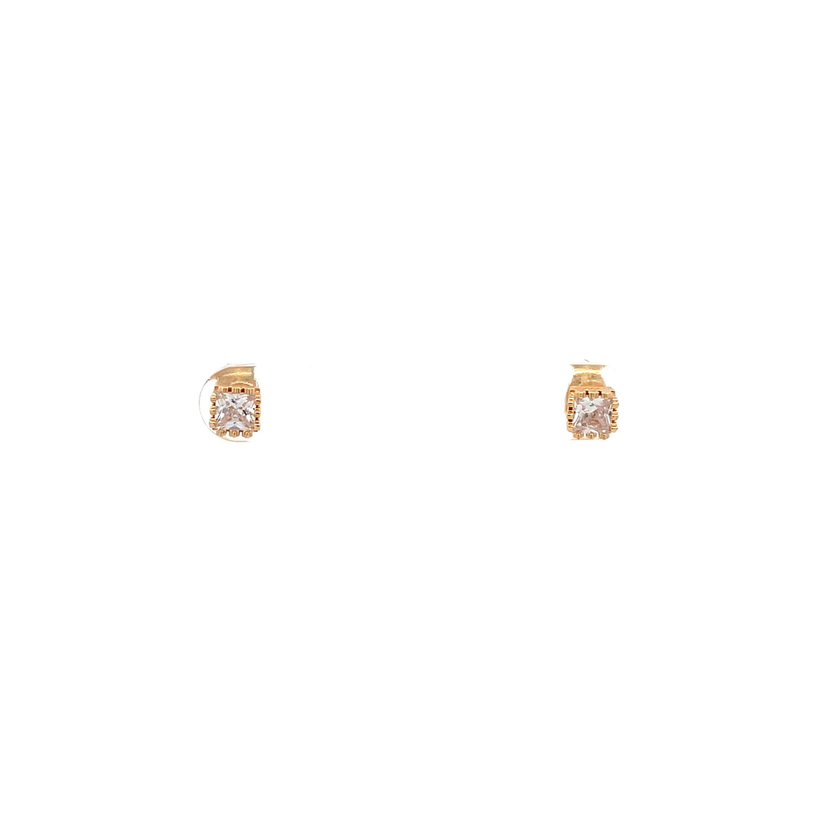 The One Jewelry Gold Tone Square Crown CZ Stud Earrings CWSG4