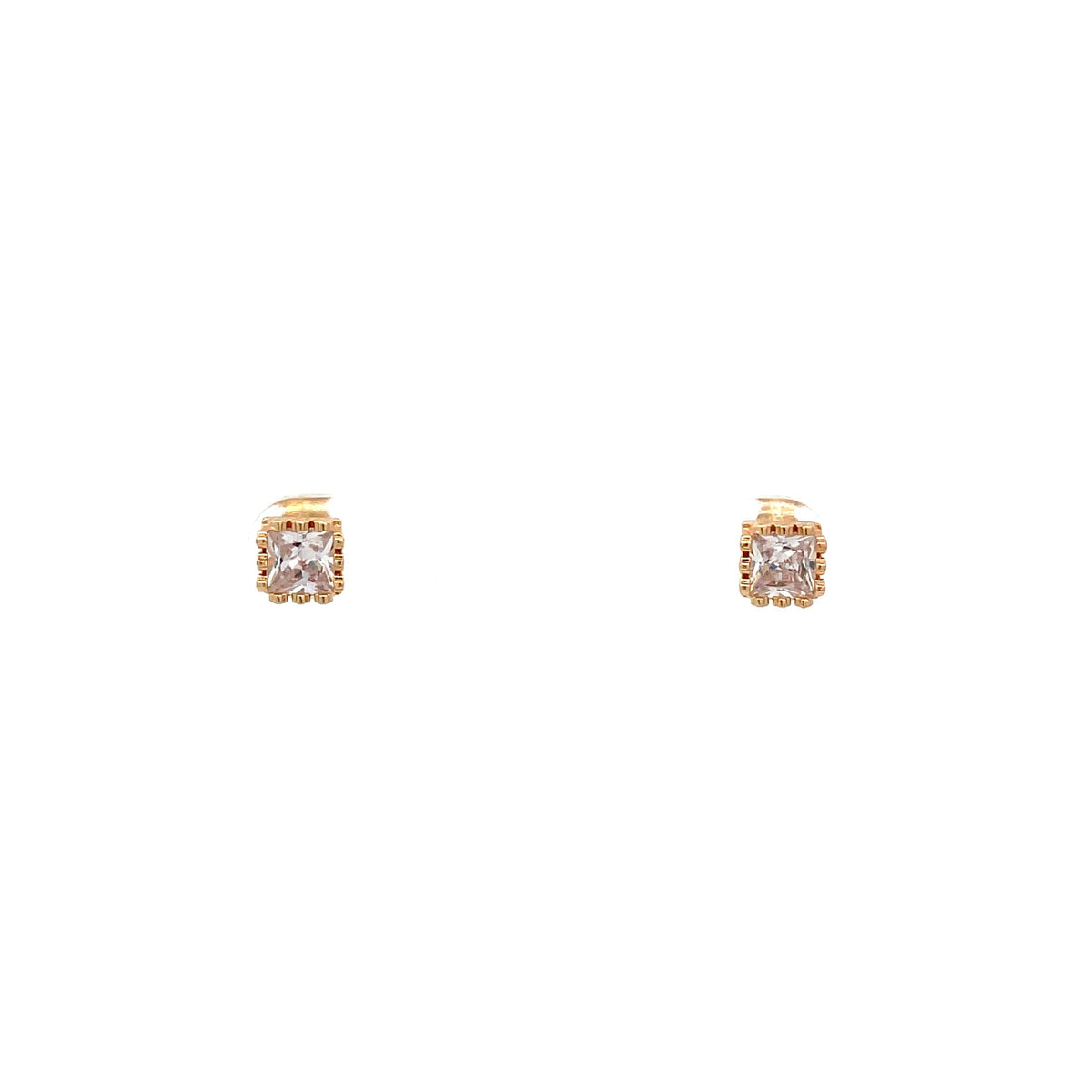 The One Jewelry Gold Tone Square Crown CZ Stud Earrings CWSG5