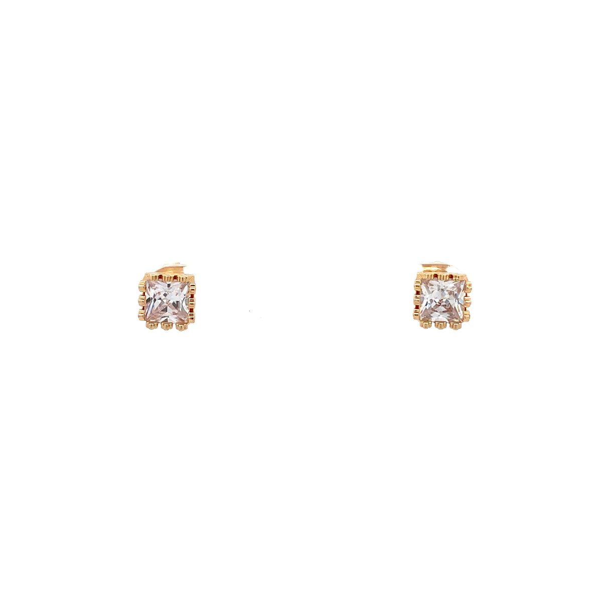The One Jewelry Gold Tone Square Crown CZ Stud Earrings CWSG6