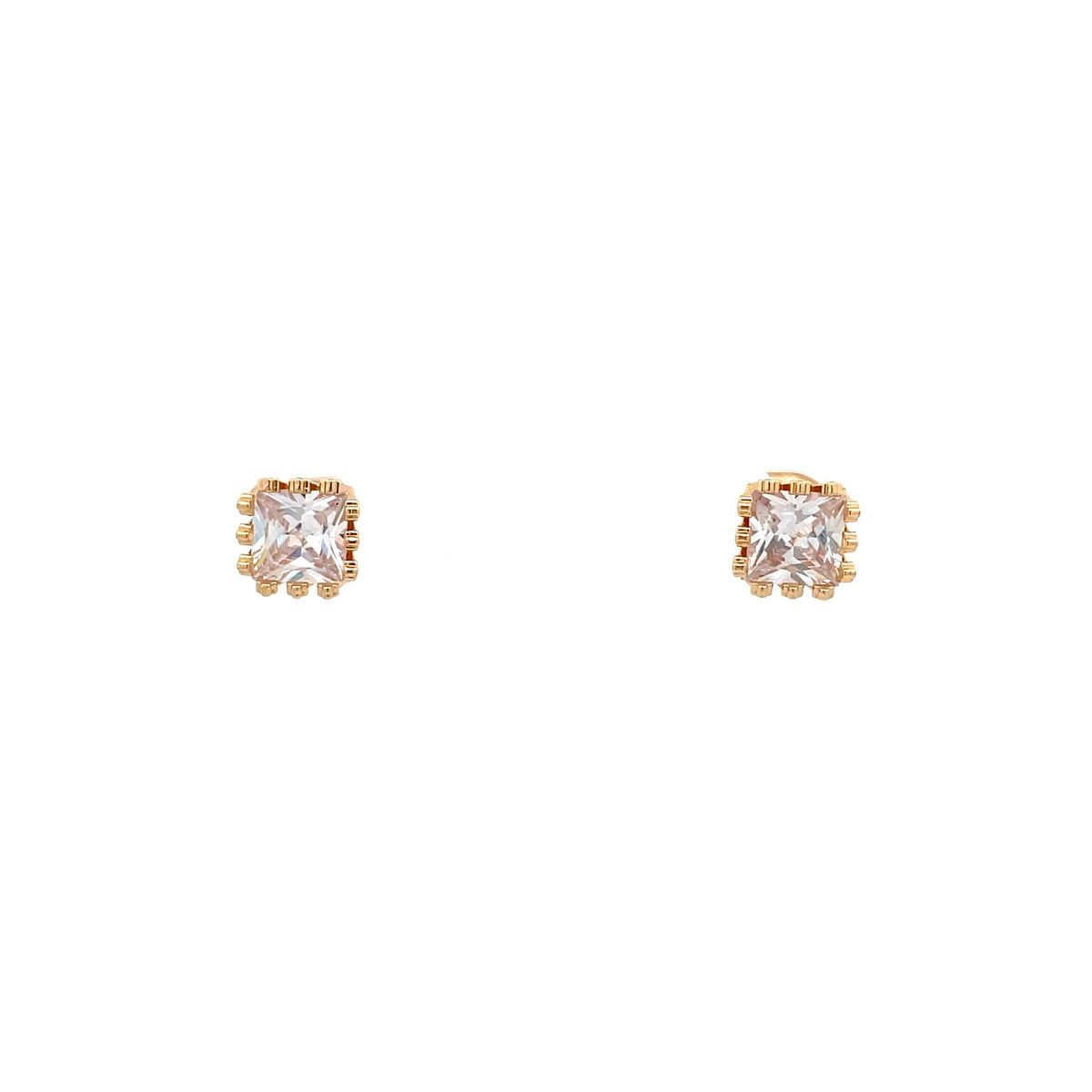 The One Jewelry Gold Tone Square Crown CZ Stud Earrings CWSG7
