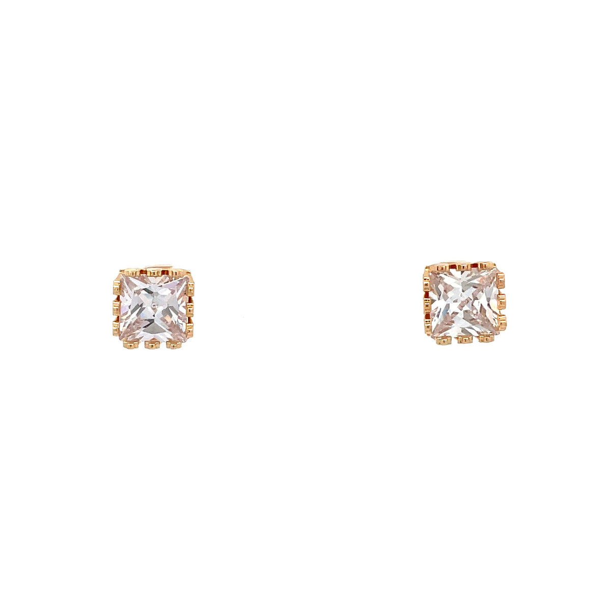 The One Jewelry Gold Tone Square Crown CZ Stud Earrings CWSG8