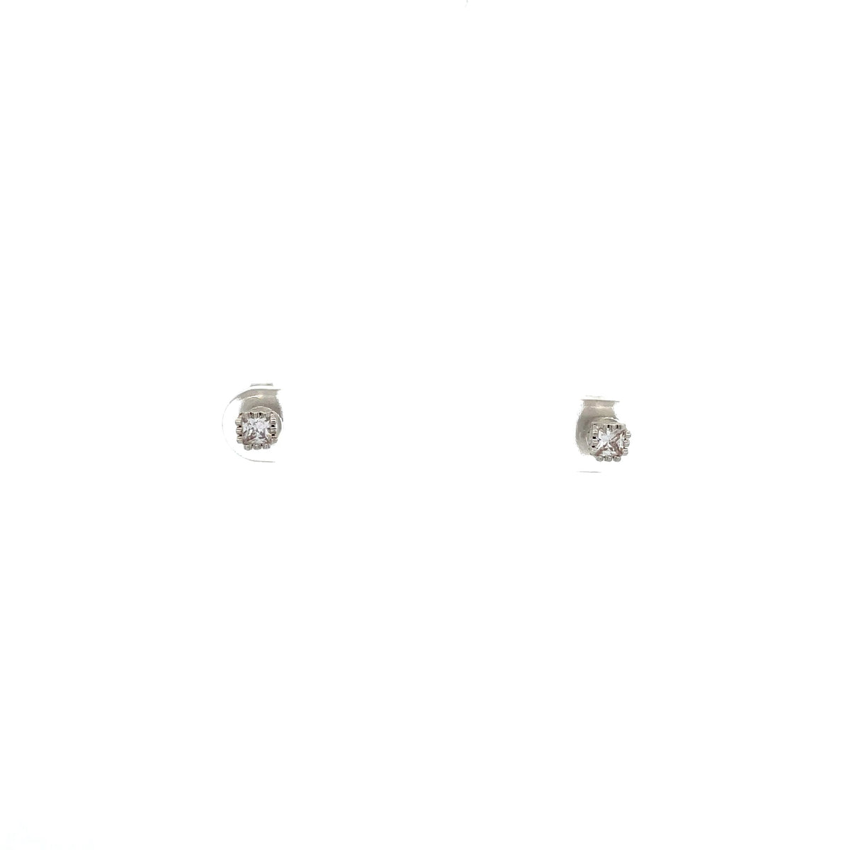 The One Jewelry Silver Tone Square Crown CZ Stud Earrings CWSS3