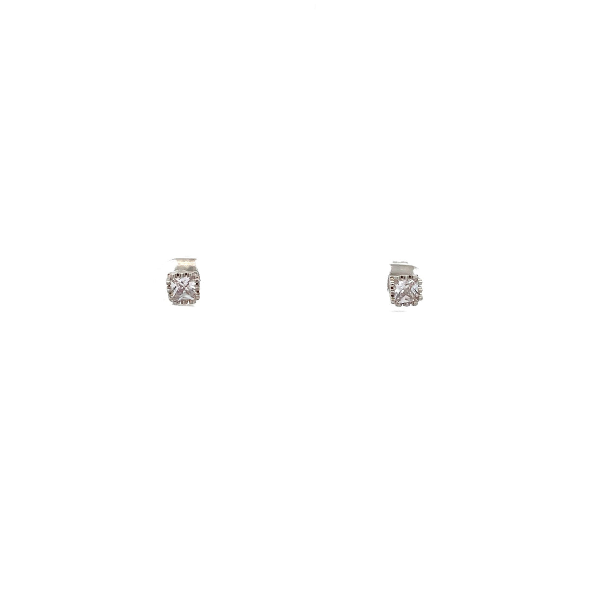 The One Jewelry Silver Tone Square Crown CZ Stud Earrings CWSS4
