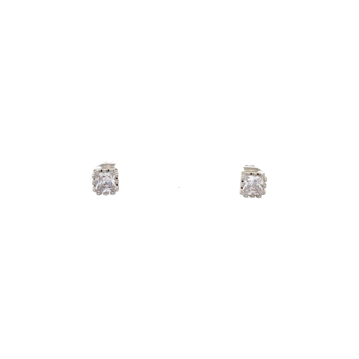 The One Jewelry Silver Tone Square Crown CZ Stud Earrings CWSS5