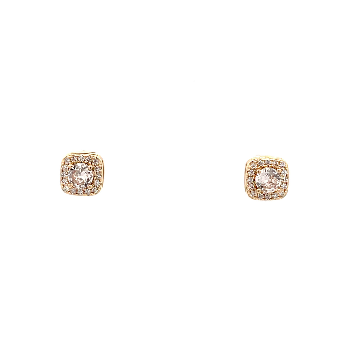 The One Jewelry gold-tone Double Cushion Halo - CZEG08 stud earrings