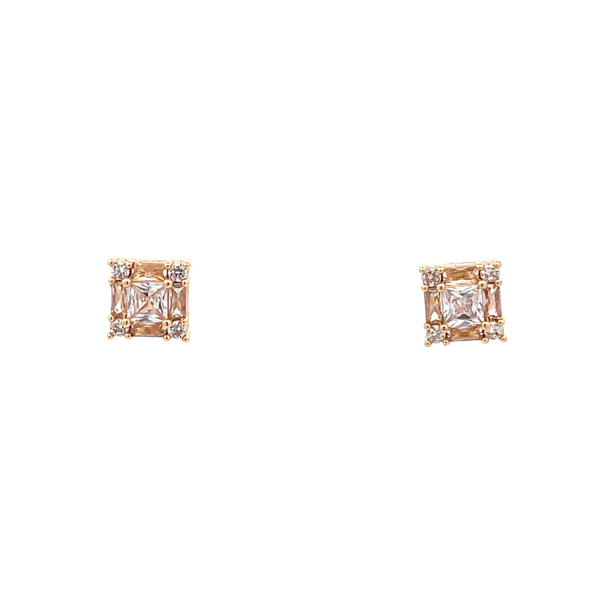 The One Jewelry gold-tone Square Halo - CZEG11 stud earrings