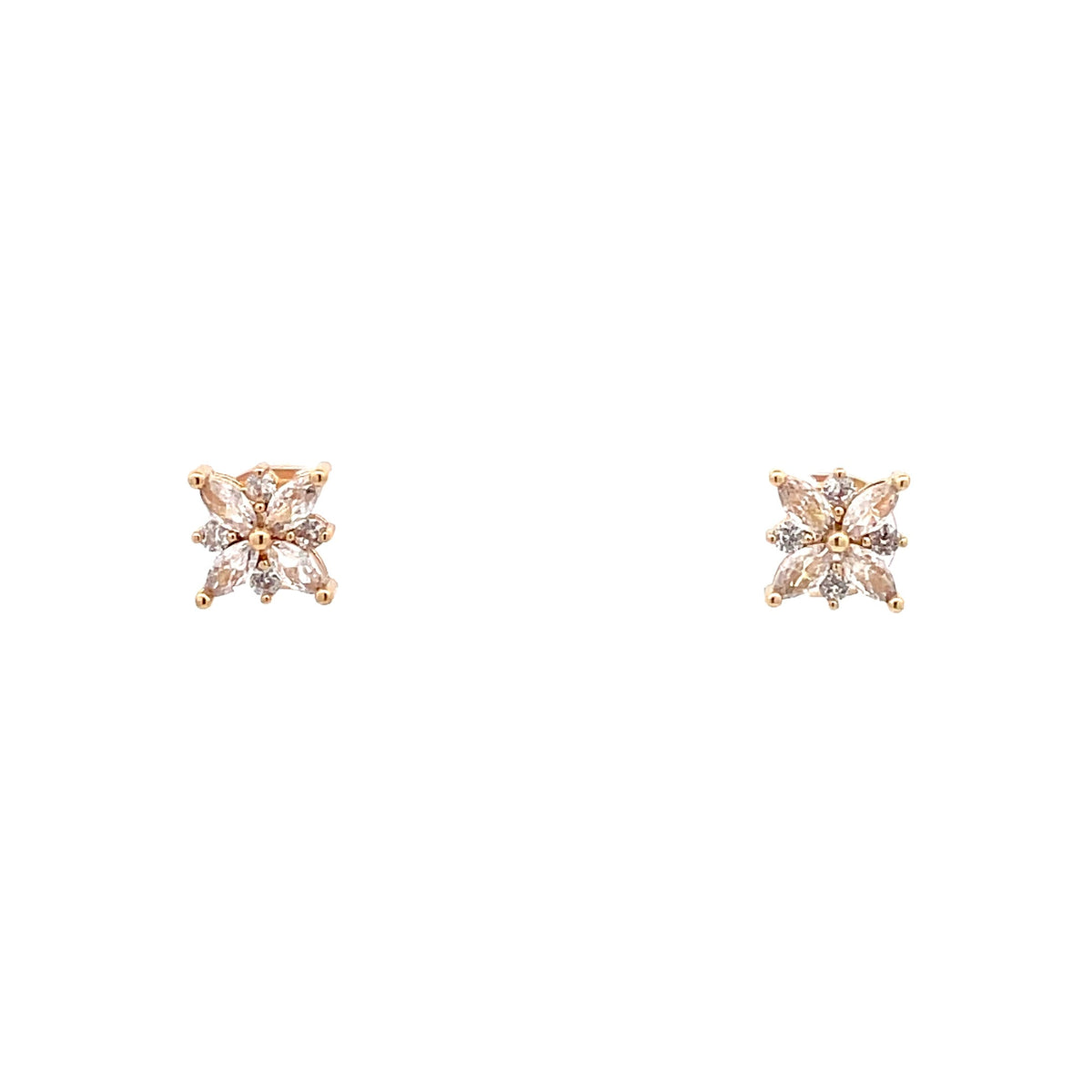 The One Jewelry gold-tone Four-Petal Flower - CZEG12 stud earrings