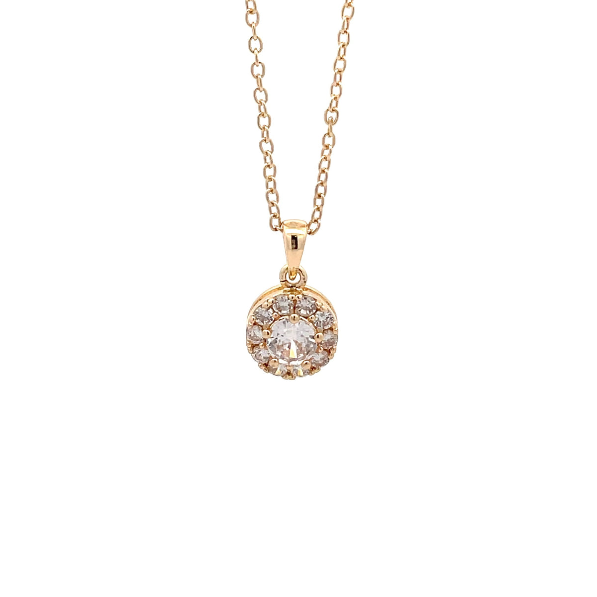 The One Jewelry gold-tone Round Halo - CZNG05 pendant necklace