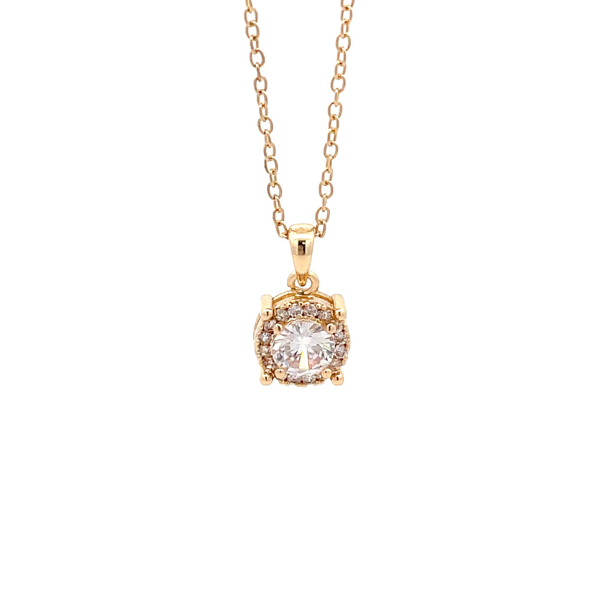 The One Jewelry gold-tone Cushion Halo - CZNG06 pendant necklace