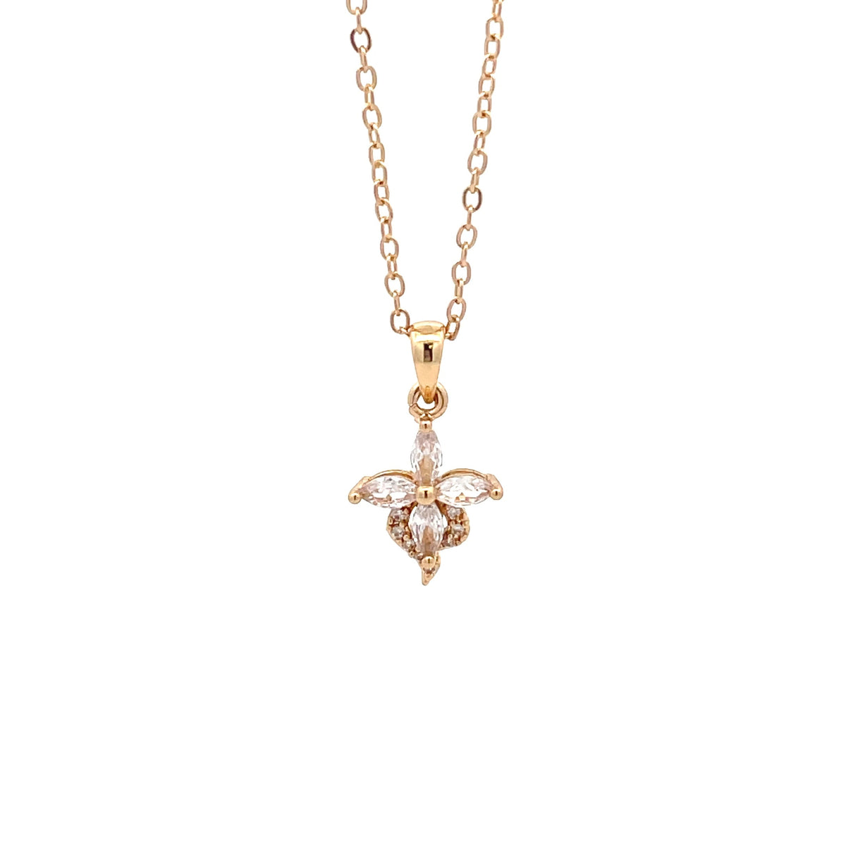 The One Jewelry gold-tone Marquise Flower - CZNG09 pendant necklace