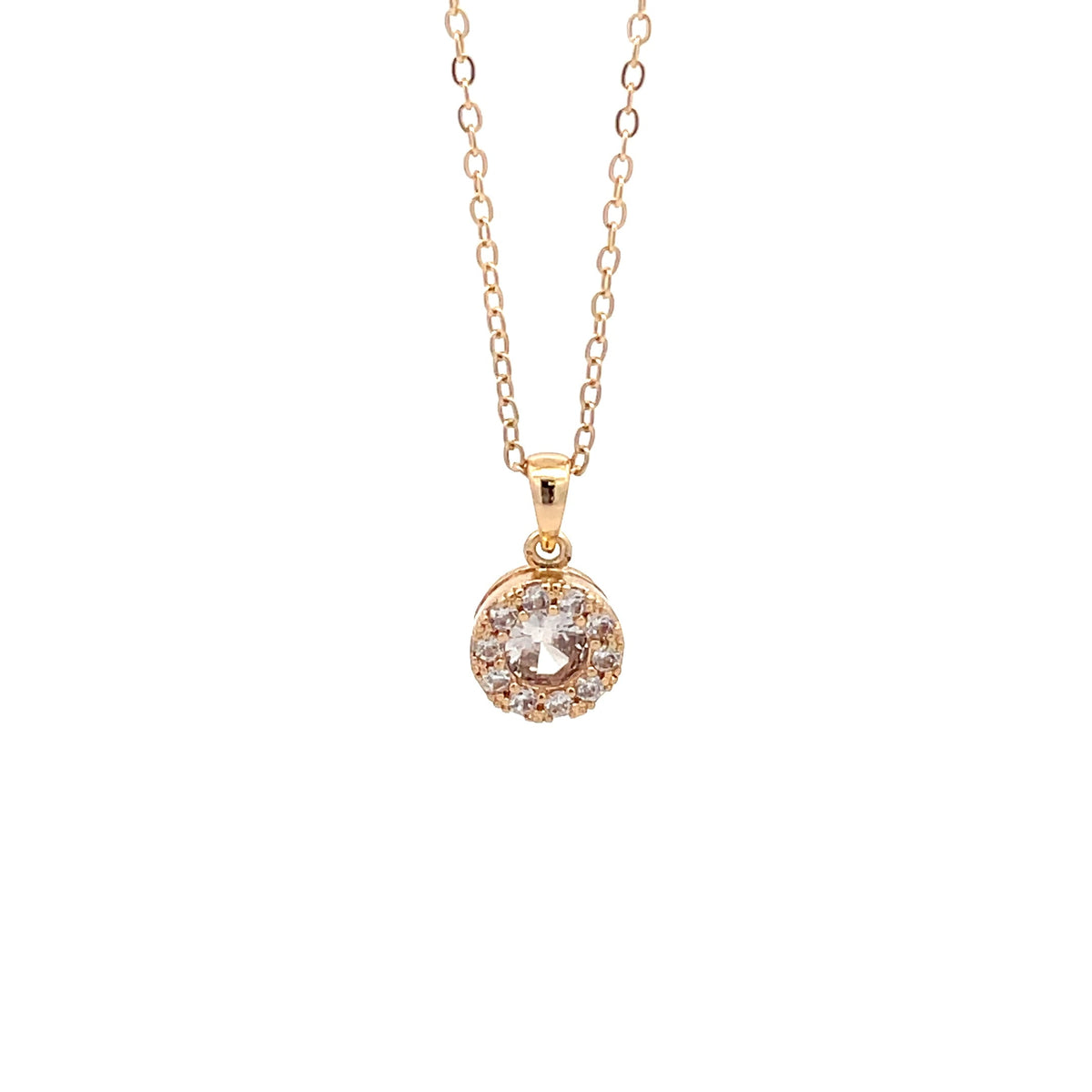 The One Jewelry gold-tone Round Solitaire - CZNG10 pendant necklace