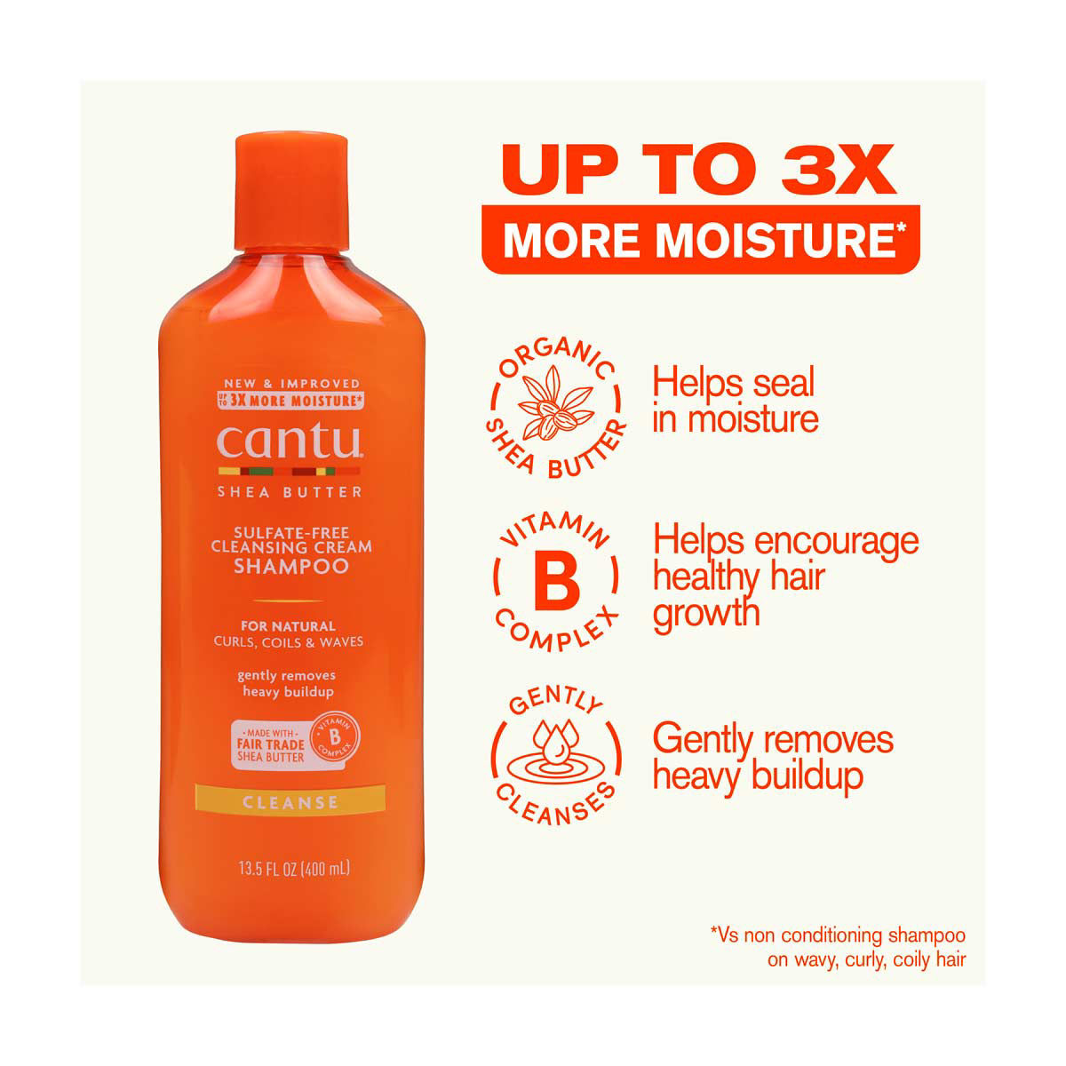 Cantu Cleansing Cream Shampoo with Shea Butter, 13.5 oz