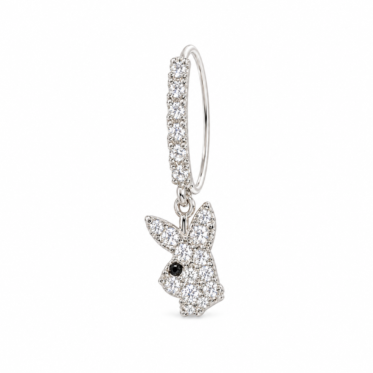Joy Jewelry Silver Tone Bunny dangling nose hoop with curved back — DH09