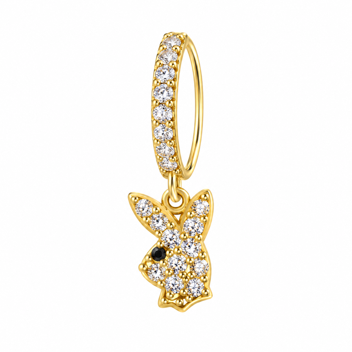 Joy Jewelry Gold Tone Bunny dangling nose hoop with curved back — DH10