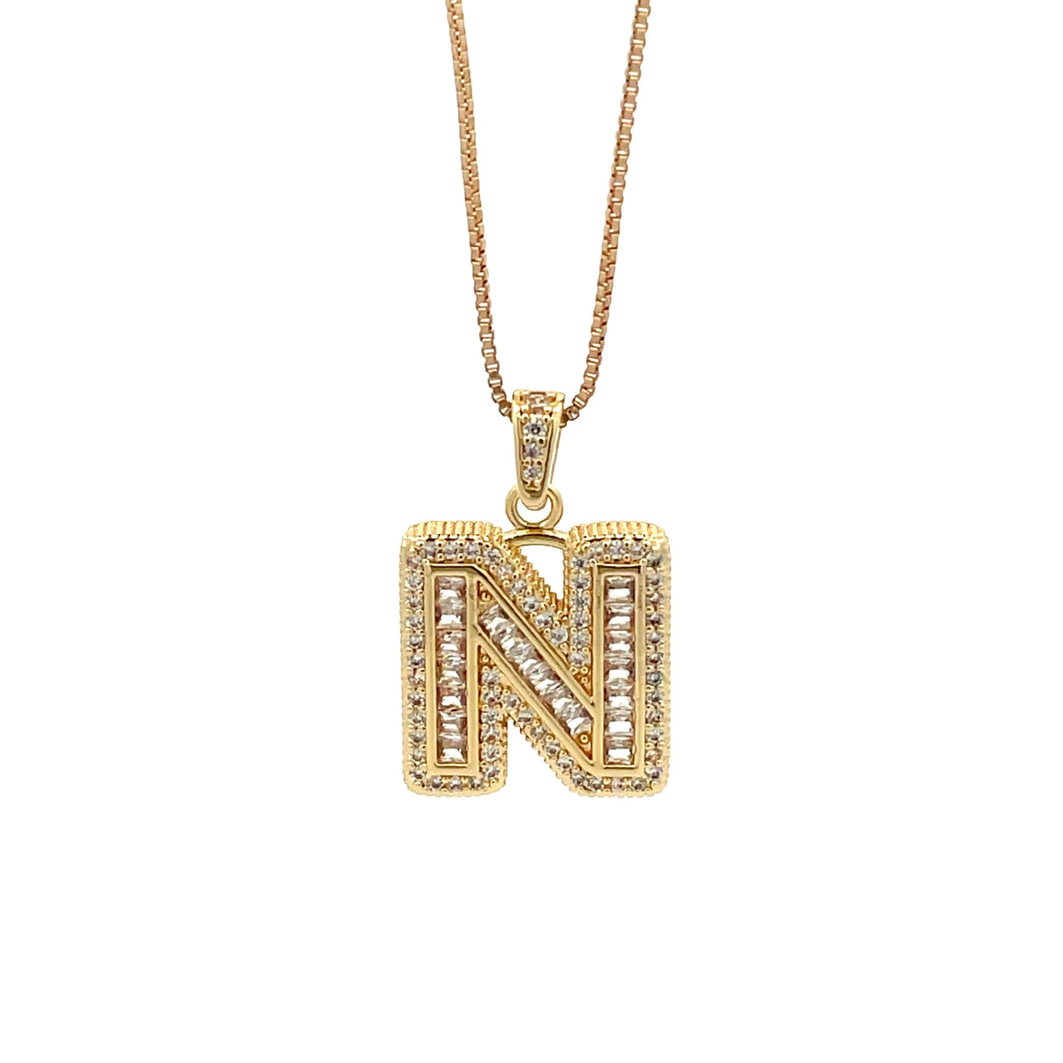 The One Jewelry gold tone letter N initial pendant necklace - DING-N
