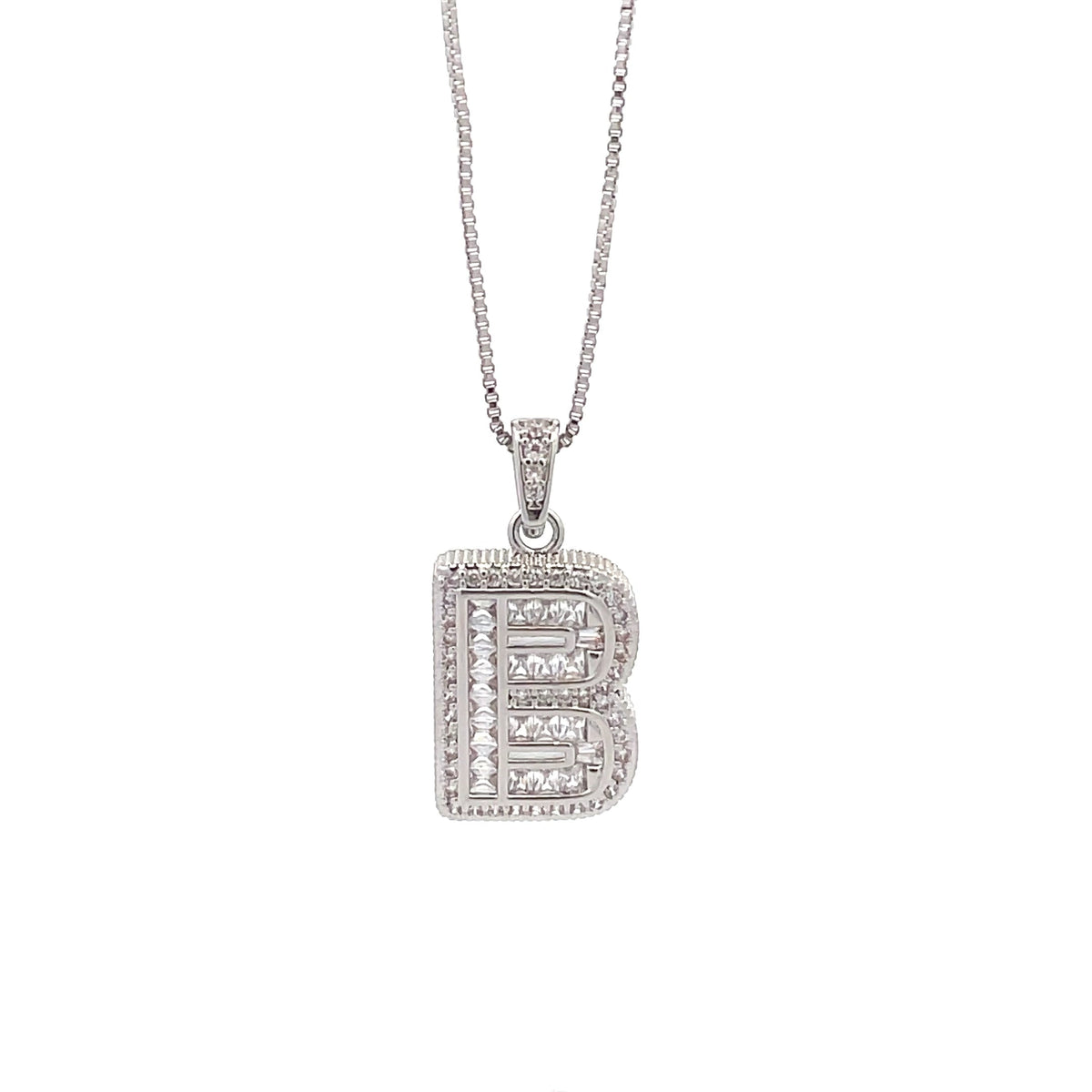 The One Jewelry silver tone letter B initial pendant necklace - DINS-B