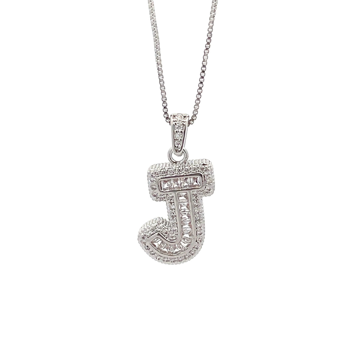 The One Jewelry silver tone letter J initial pendant necklace - DINS-J