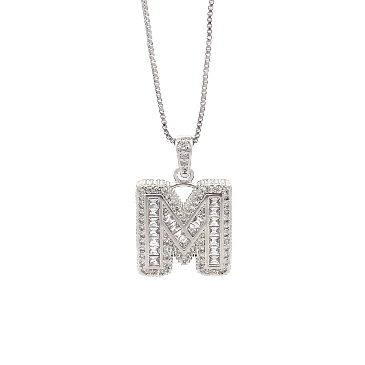 The One Jewelry silver tone letter M initial pendant necklace - DINS-M