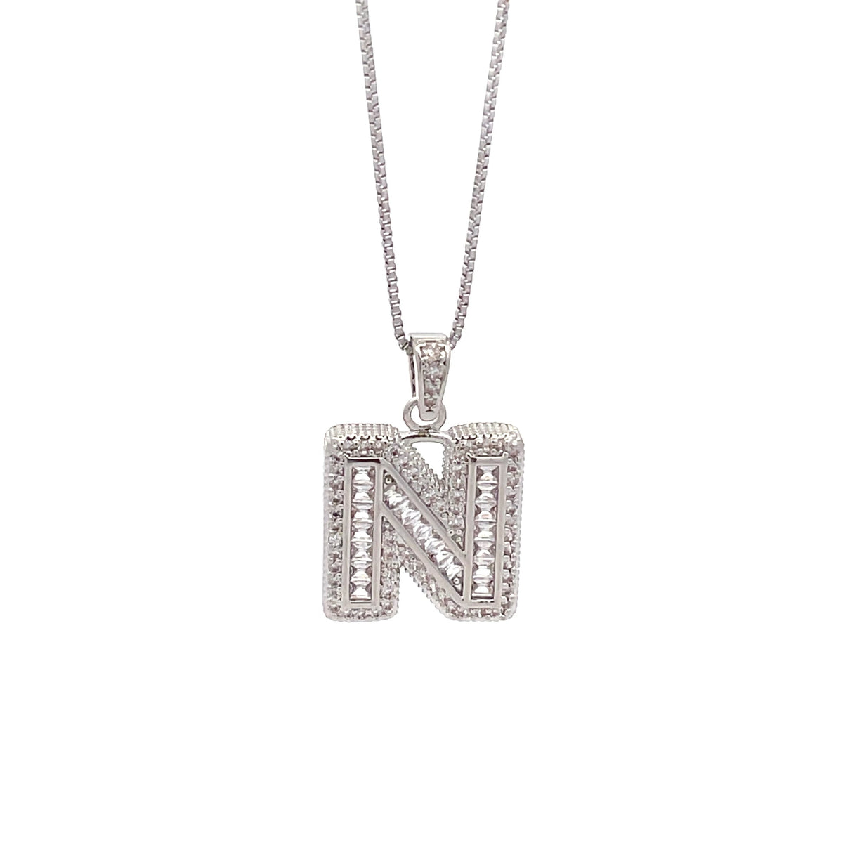The One Jewelry silver tone letter N initial pendant necklace - DINS-N
