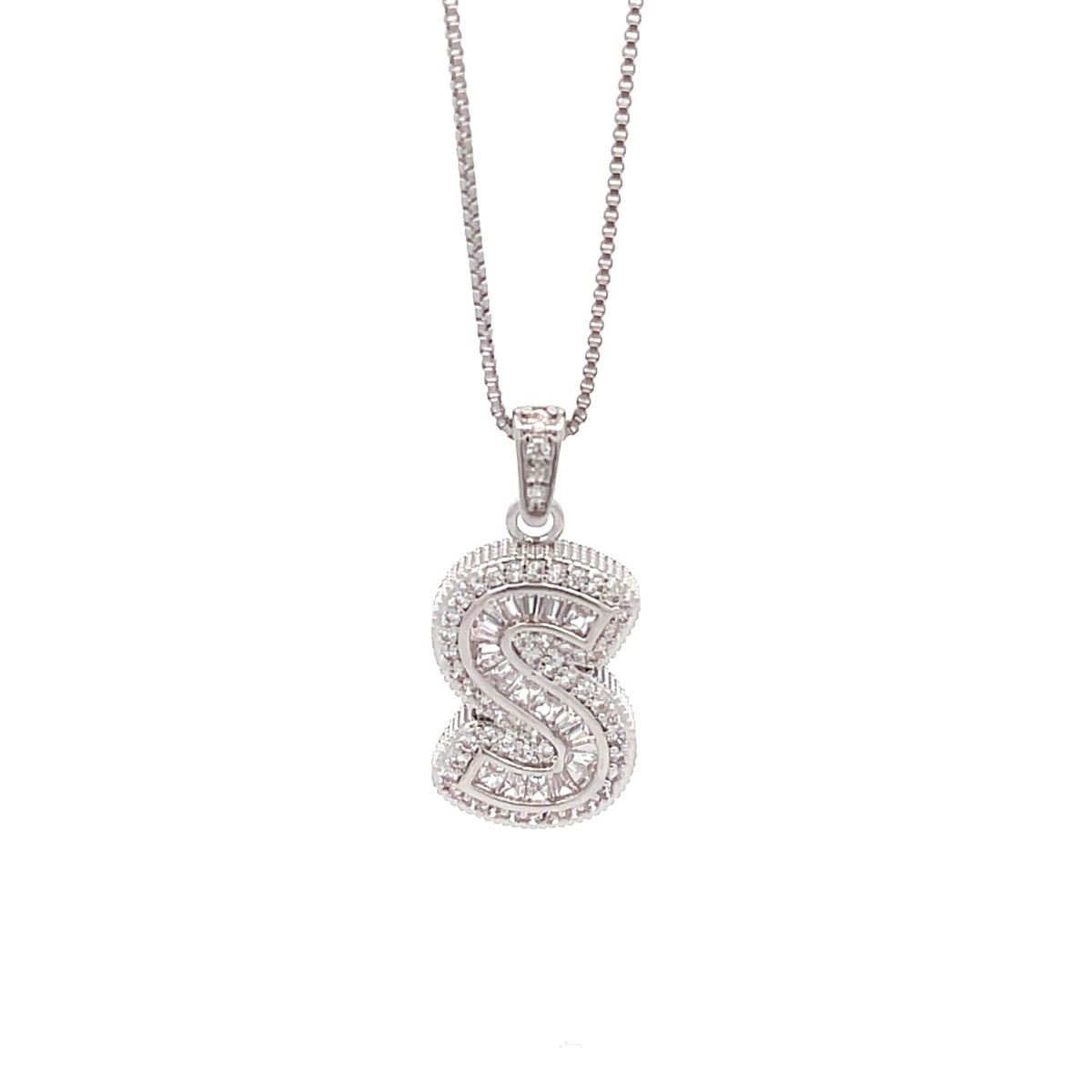 The One Jewelry silver tone letter S initial pendant necklace - DINS-S