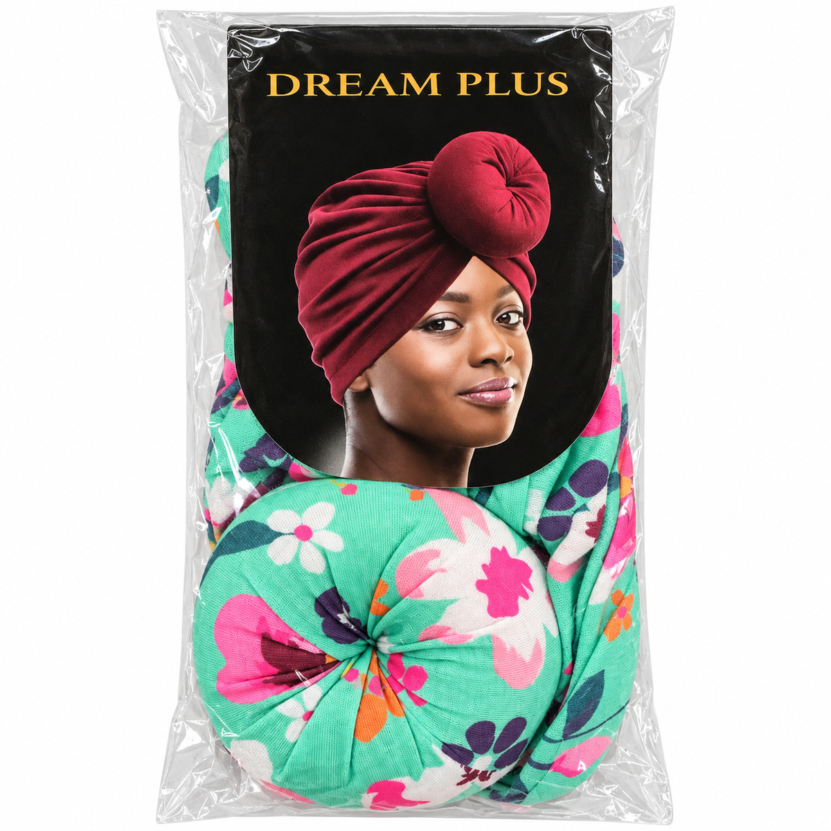 Dream Plus Printed Front Knot Turban Mint Floral front package
