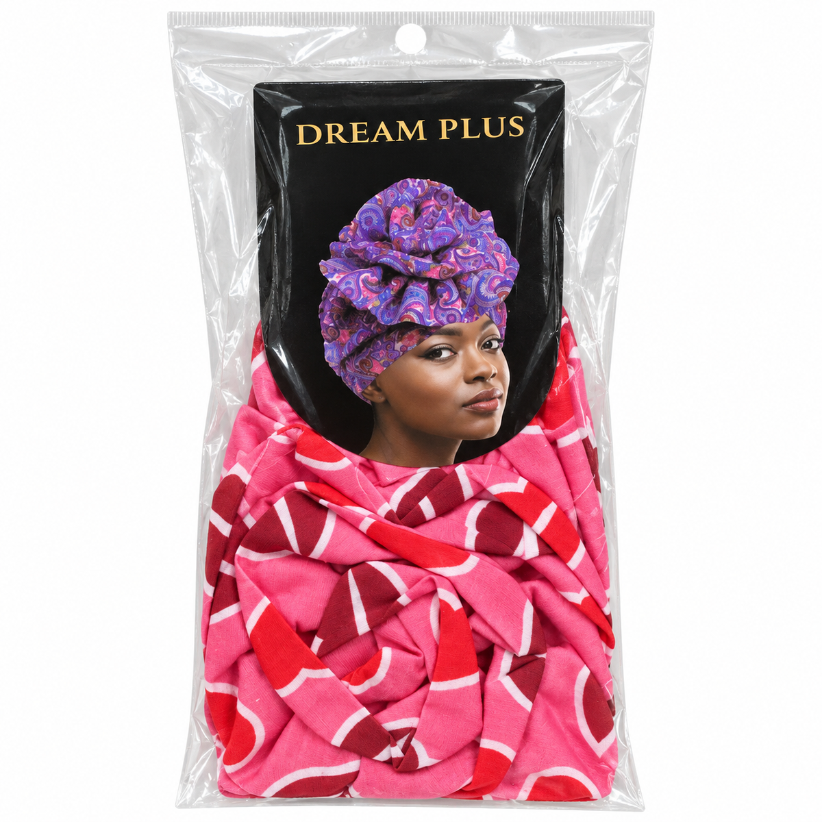 Dream Plus Printed Turban Pink Hearts front package