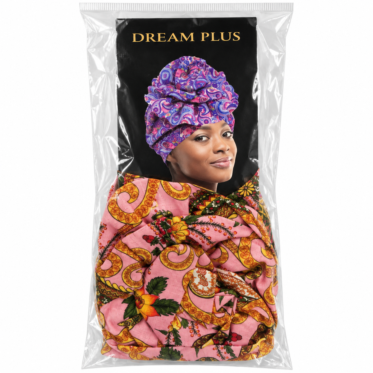 Dream Plus Printed Turban Pink Paisley Floral front package