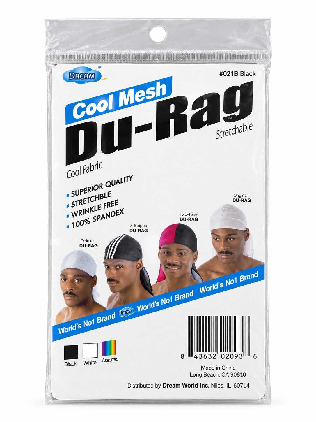 Dream World Cool Mesh Du-Rag #021B Black – back package