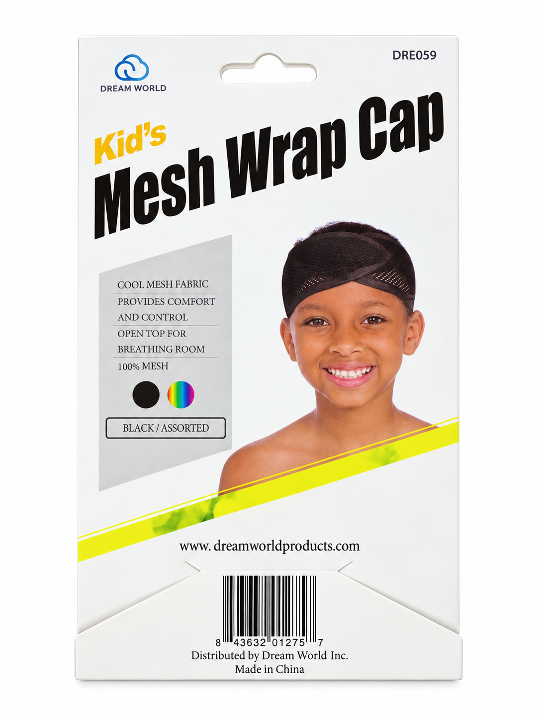 Dream World Kids' Mesh Wrap Cap DRE059 Black – back package