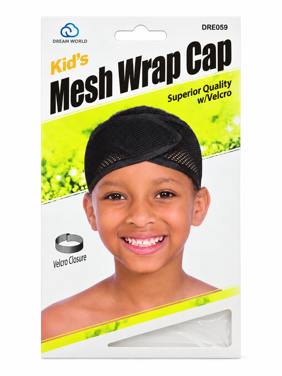 Dream World Kids' Mesh Wrap Cap DRE059 Black – front package