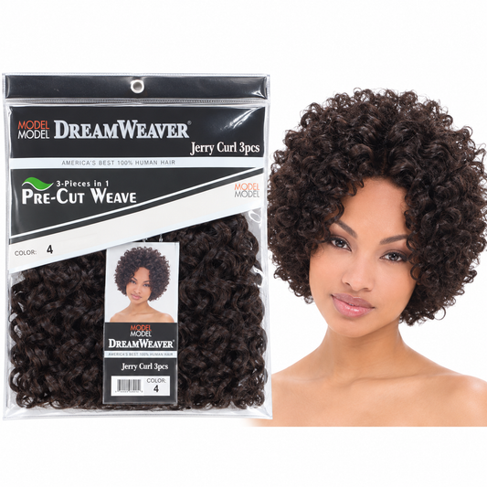 Model Model DreamWeaver Jerry Curl 3-piece human hair weave model and color 4 package