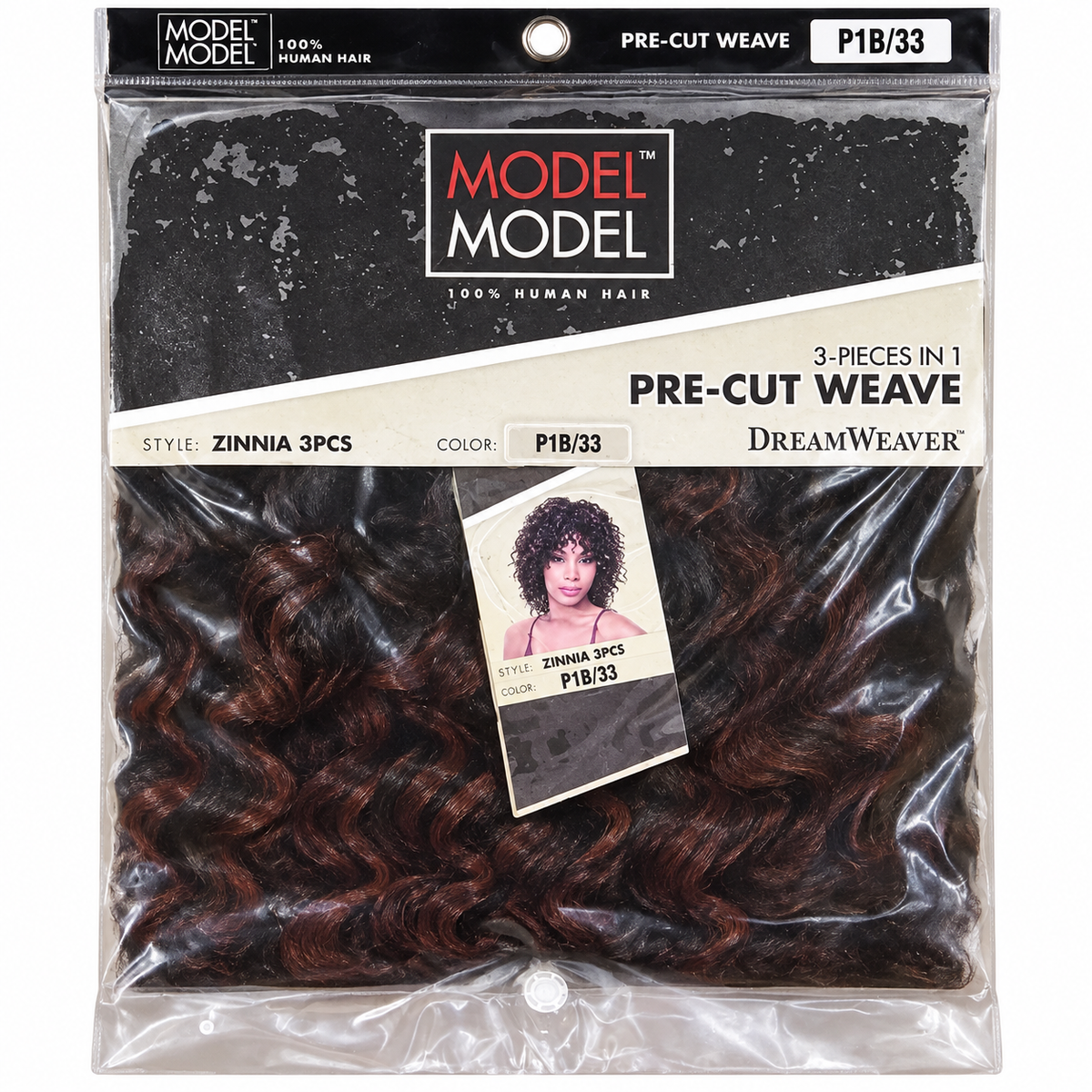 Model Model DreamWeaver Zinnia 3-piece human hair weave full package P1B/33