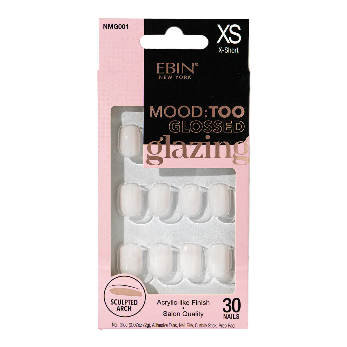 Ebin New York Mood Too Glossed Glazing Glazed Snow press-on nails – NMG001