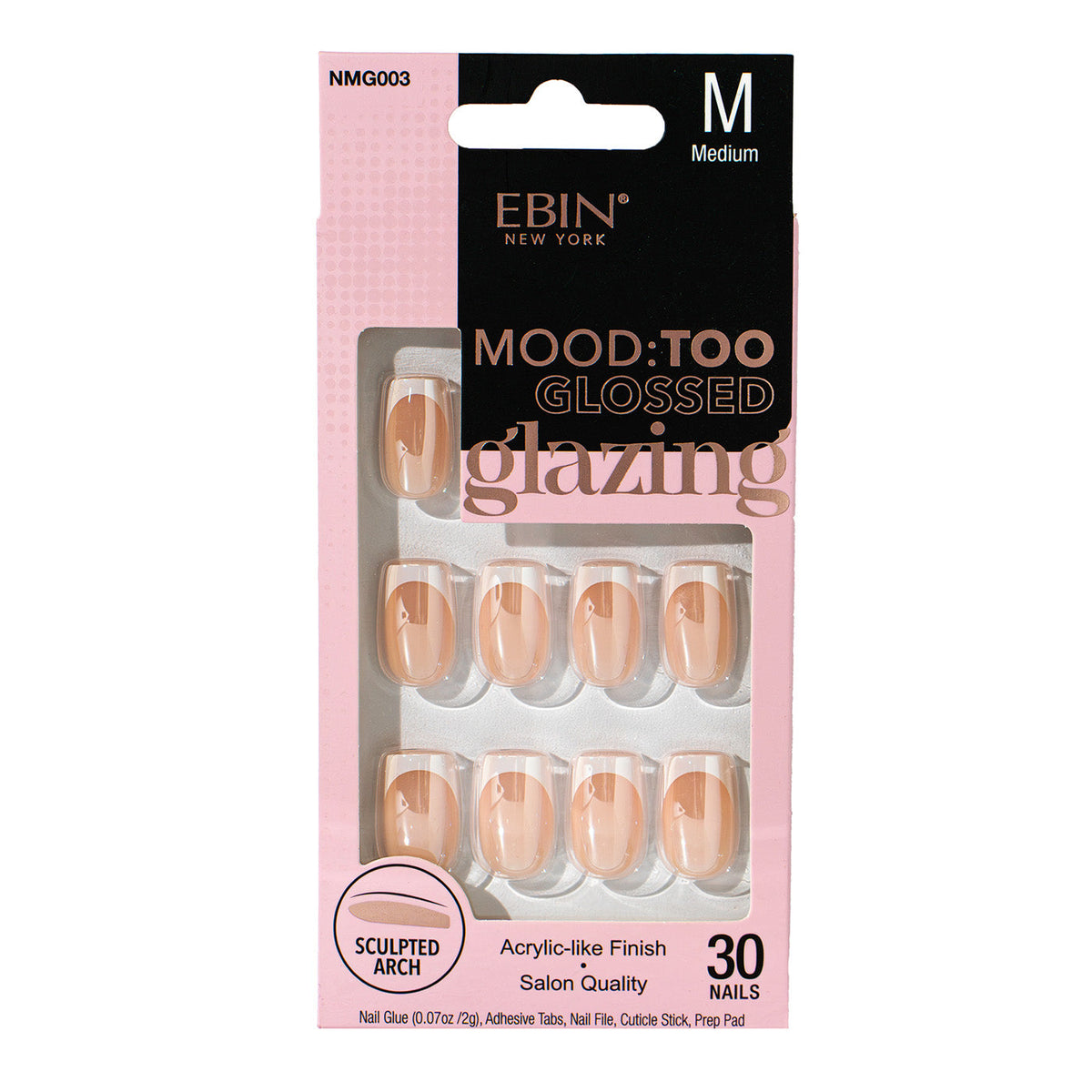 Ebin New York Mood Too Glossed Glazing Sweet Cream press-on nails – NMG003