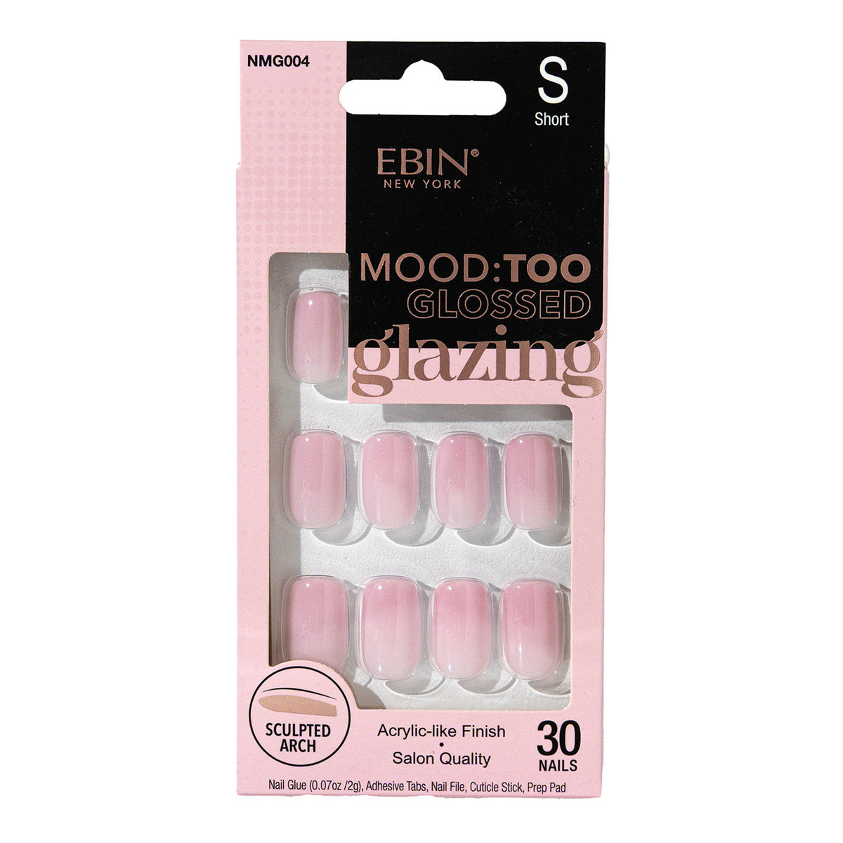 Ebin New York Mood Too Glossed Glazing Pink Fade press-on nails – NMG004