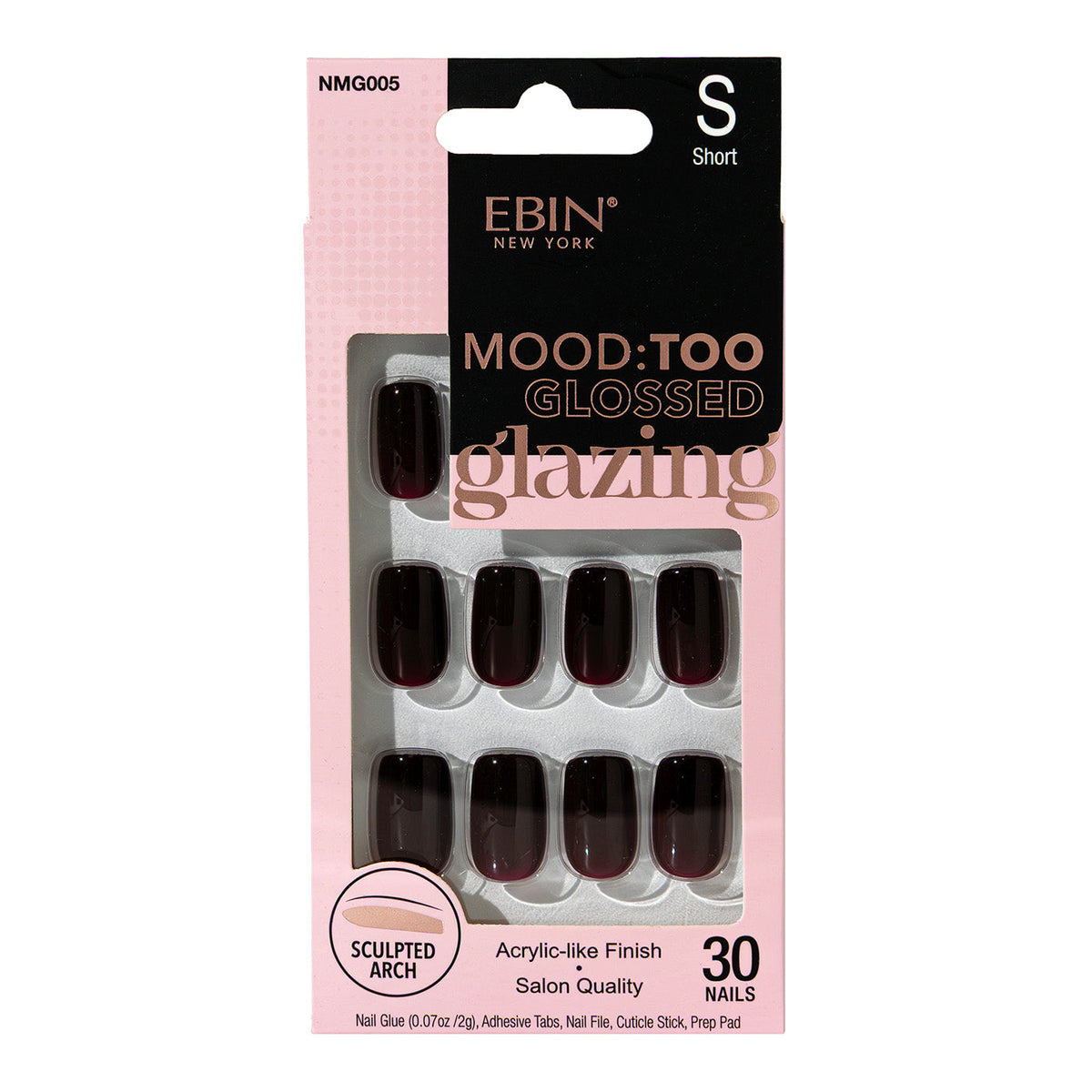 Ebin New York Mood Too Glossed Glazing Cherry Glaze press-on nails – NMG005